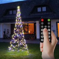 Vlaggenmast kerstboom 300cm - warmwit - 480 leds - thumbnail