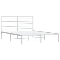 Bedframe met hoofdbord metaal wit 135x190 cm - thumbnail
