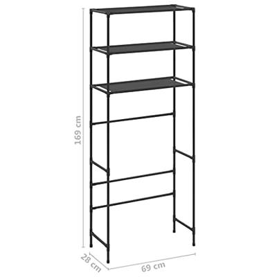 VidaXL Opbergrek voor boven wasmachine 3-laags 69x28x169 cm zwart - thumbnail