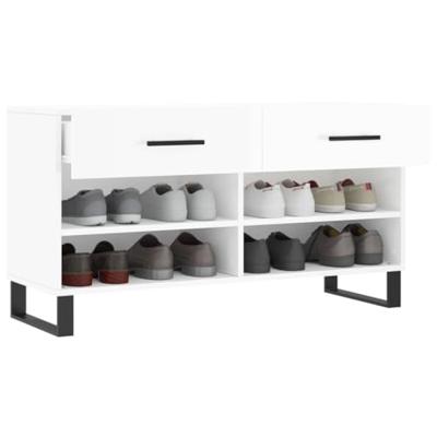 VidaXL Schoenenbank 102x35x55 cm bewerkt hout hoogglans wit VidaXL Schoenenbank 102x35x55 cm bewerkt hout hoogglans wit