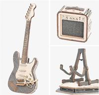 3D Modelbouwpakket Robotime 3D Houten Puzzel Electric Guitar - thumbnail