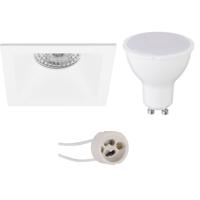 LED Spot Set - Aigi - Pragmi Pollon Pro - GU10 Fitting - Inbouw Vierkant - Mat Wit - 8W - Helder/Koud Wit 6400K - Verdiept - 82mm - thumbnail
