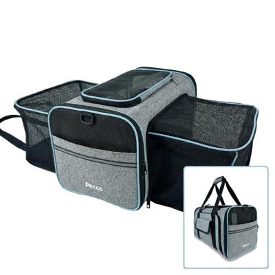 Pecco Dubbel uitbreidbare draagtas voor hond en kat tot 9 kg - Grijs