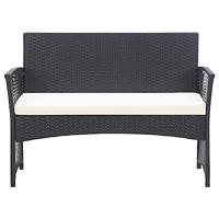 4-delige Loungeset met kussen poly rattan zwart - thumbnail