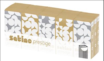 Zakdoek satino prestige 4laags 15x10 vel wit | 15 stuks