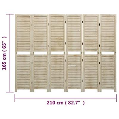 Kamerscherm met 6 panelen 210x165 cm massief paulowniahout