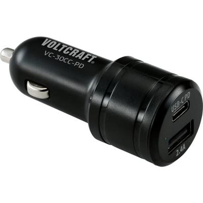 VOLTCRAFT VC-30CC-PD USB-oplader 30 W 1x USB-A, 1x USB-C USB PD Zwart Auto USB Power Delivery (USB-PD) VOLTCRAFT VC-30CC-PD USB-oplader 30 W 1x USB-A, 1x USB-C USB PD Zwart Auto USB Power Delivery (USB-PD)