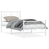 Bedframe met hoofd- en voeteneinde metaal wit 90x190 cm - thumbnail