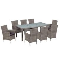 9-delige Tuinset met kussens poly rattan grijs - thumbnail