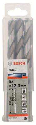 Bosch Accessories 2608585540 HSS Metaal-spiraalboor 12.3 mm Gezamenlijke lengte 151 mm Geslepen DIN 338 Cilinderschacht 5 stuk(s)