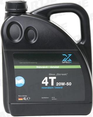SPEC-X motoröl "bike 4t street" motor oil 4t 20w-50 stre 4l bike SPEC-X motoröl "bike 4t street" motor oil 4t 20w-50 stre 4l bike