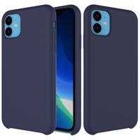Effen kleur Liquid silicone schokbestendig Case voor iPhone 11 (donkerblauw) - thumbnail