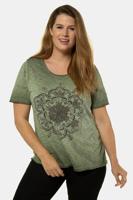 Ulla Popken T-shirt, A-lijn, gevlamde jersey, sierstuds - Grote Maten - thumbnail