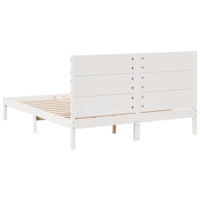 Bedframe extra lang zonder matras massief hout wit 140x220 cm