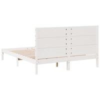 Bedframe extra lang zonder matras massief hout wit 140x220 cm - thumbnail