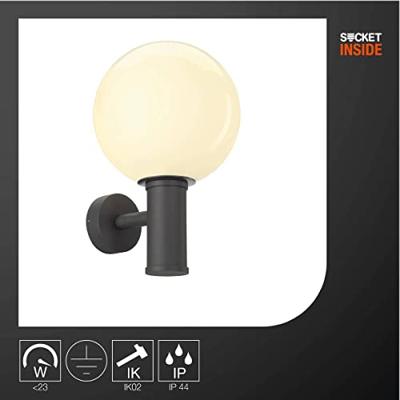 SLV GLOO PURE 1002002 LED-buitenlamp (wand) E27 23 W Antraciet SLV GLOO PURE 1002002 LED-buitenlamp (wand) E27 23 W Antraciet