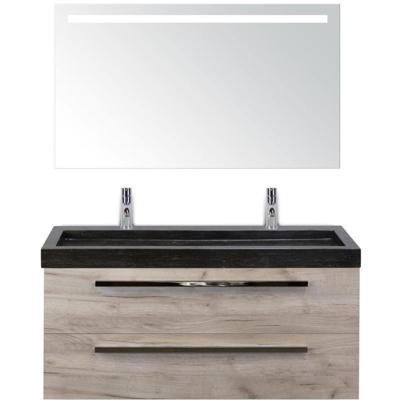 Seville Badmeubelset 120 cm - 2 Laden Craft Oak - Wastafel Lucca Enkel met Sence Spiegel
