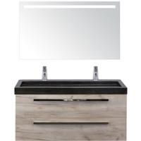 Seville Badmeubelset 120 cm - 2 Laden Craft Oak - Wastafel Lucca Enkel met Sence Spiegel - thumbnail