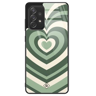 Samsung Galaxy A52s glazen hardcase - Hart swirl groen Samsung Galaxy A52s glazen hardcase - Hart swirl groen