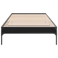 Bedframe bewerkt hout en metaal zwart 90x200 cm - thumbnail