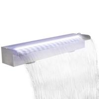 VidaXL Zwembadwaterval met led's rechthoekig 60 cm roestvrij staal - thumbnail