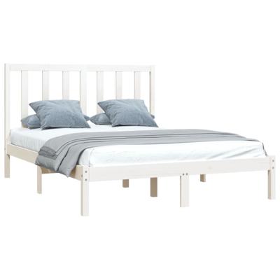 Bedframe massief grenenhout wit 140x190 cm