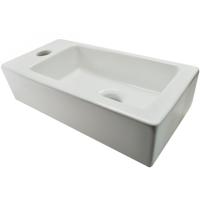 Fontein Wiesbaden Rhea Mini Rechthoek 36x18x9cm Keramiek Wit (Kraangat links) - thumbnail