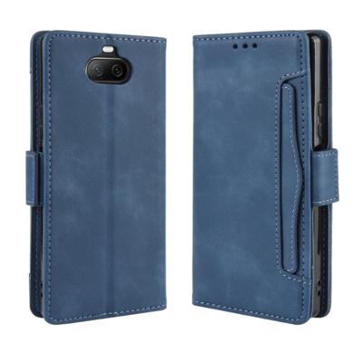 Voor Sony Xperia 8 portemonnee stijl huid voelen kalf patroon lederen draagtas met aparte kaartsleuf (blauw)