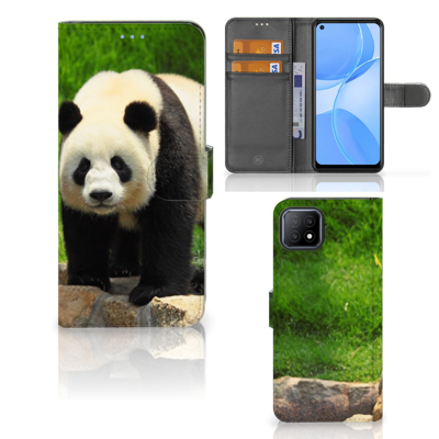 OPPO A73 5G | Telefoonhoesje | Met pasjeshouder | Panda OPPO A73 5G | Telefoonhoesje | Met pasjeshouder | Panda