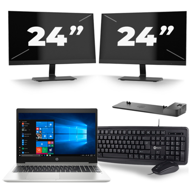 HP ProBook 450 G6 - Intel Core i5-8e Generatie - 15 inch - 16GB RAM - 256GB SSD - Windows 11 + 2x 24 inch Monitor HP ProBook 450 G6 - Intel Core i5-8e Generatie - 15 inch - 16GB RAM - 256GB SSD - Windows 11 + 2x 24 inch Monitor