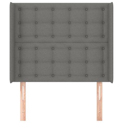 Hoofdbord met randen 83x16x118/128 cm stof donkergrijs - thumbnail