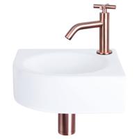 Fonteinset Differnz Cleo 30x30x10 cm Keramiek Wit Met Kruis Kraan Rood Koper Differnz - thumbnail