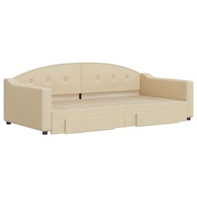 Slaapbank met onderschuifbed en lades 80x200 cm stof crèmekleur