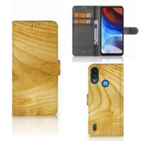 Motorola Moto E7i Power | E7 Power | Book Style Case | Licht Hout - thumbnail