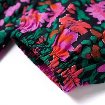 Kinderjurk met lange mouwen bloemenprint 116 felroze