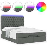 Ottoman bed met matras en LED's 140x190cm stof donkergrijs - thumbnail