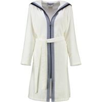 Cawö Cawö Dames Badjas met Capuchon en Rits 6598 Weiss 44 - thumbnail