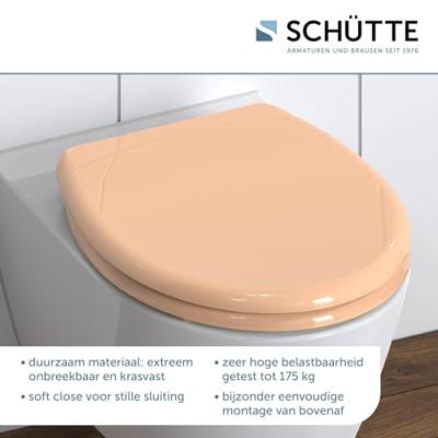 Toiletzitting Schutte Beige Duroplast Met Soft Close En Quick Release Gelakt Beige Schütte - thumbnail