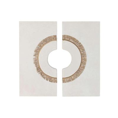 Wanddecoratie Home ESPRIT Wit Natuurlijk Cirkel Scandi 120 x 6 x 120 cm (2 Onderdelen)