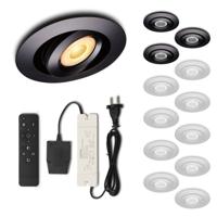 Set LED-inbouwspot met afstandsbediening Piccolo zwart 3W dimbaar IP44 1-12 stuks - thumbnail