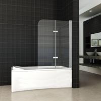 2-Delige Inklapbare Badwand 100X140 cm 6 mm Nano Glas Aqua Splash - thumbnail