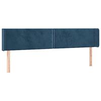 Hoofdbord met randen 203x16x78/88 cm fluweel donkerblauw - thumbnail