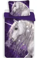 Unicorn Dekbedovertrek paars - Eenpersoons - 140 x 200 cm - Katoen - thumbnail