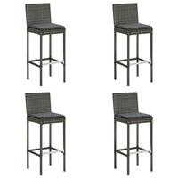 VidaXL Tuinbarkrukken met kussens 4 st poly rattan grijs - thumbnail