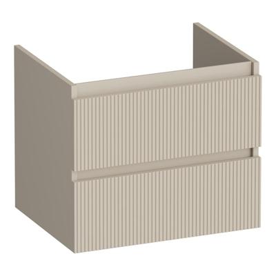 Brauer Joy Wavy - Onderkast - 60 cm - met 2 Softclose Lades Greeploos en 1 Sifon Uitsparing - Mat Beige
