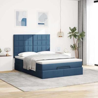 Ottoman bed met matras 140x200cm stof blauw
