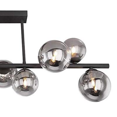 Globo Zwarte plafondlamp met smoke glasRiha - 56133-9D
