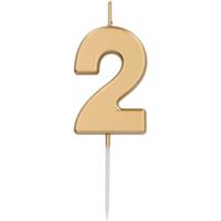 Cijferkaars &apos;2&apos; Goudkleurig 5cm - thumbnail