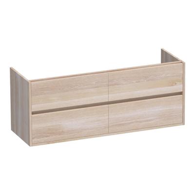 Brauer Adore - Onderkast - 140 cm - met 4 Softclose Lades Greeploos en 2 Sifon Uitsparingen - Lamellen Eiken Wit