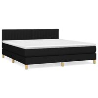 Boxspring met matras stof zwart 160x200 cm - thumbnail
